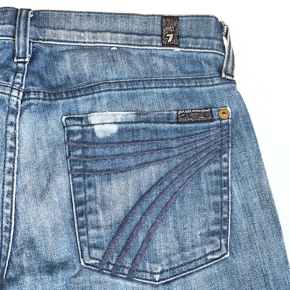 7 For All Mankind Dojo Vintage Distressed Ripped Jeans Medium Wash Cotton 27 - Picture 8 of 10
